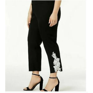 Alfani Black Ankle Pants with Crochet Lace Womens Size 6 Petite Tummy Control